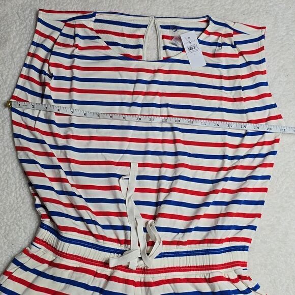 431 NWT Lou & Grey Striped Pleated Sleeve Signaturesoft Romper Size Large - Picture 5 of 6